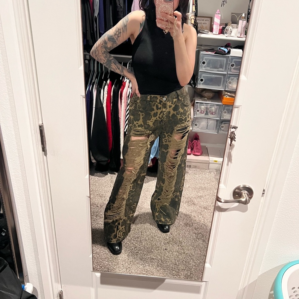 Distressed Green Camo Pants